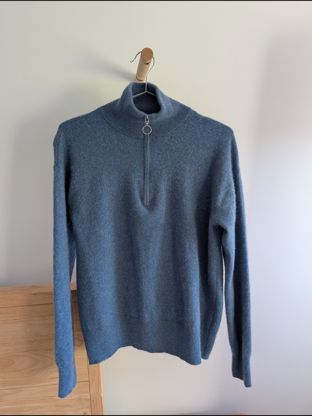 Cashmere Blue Half‑Zip Sweater